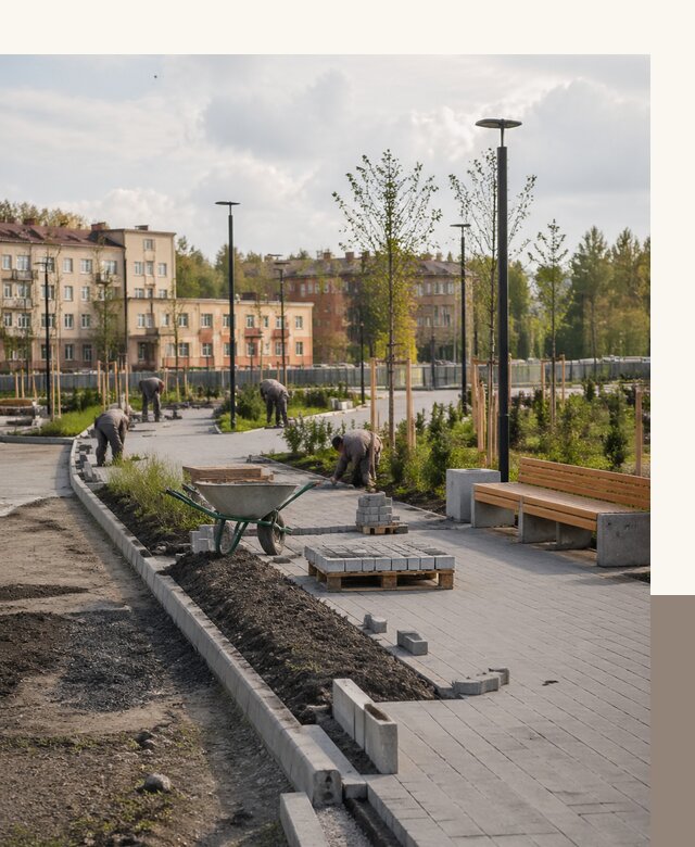 Благоустройство сквера в Петрозаводске с проектированием и реализацией